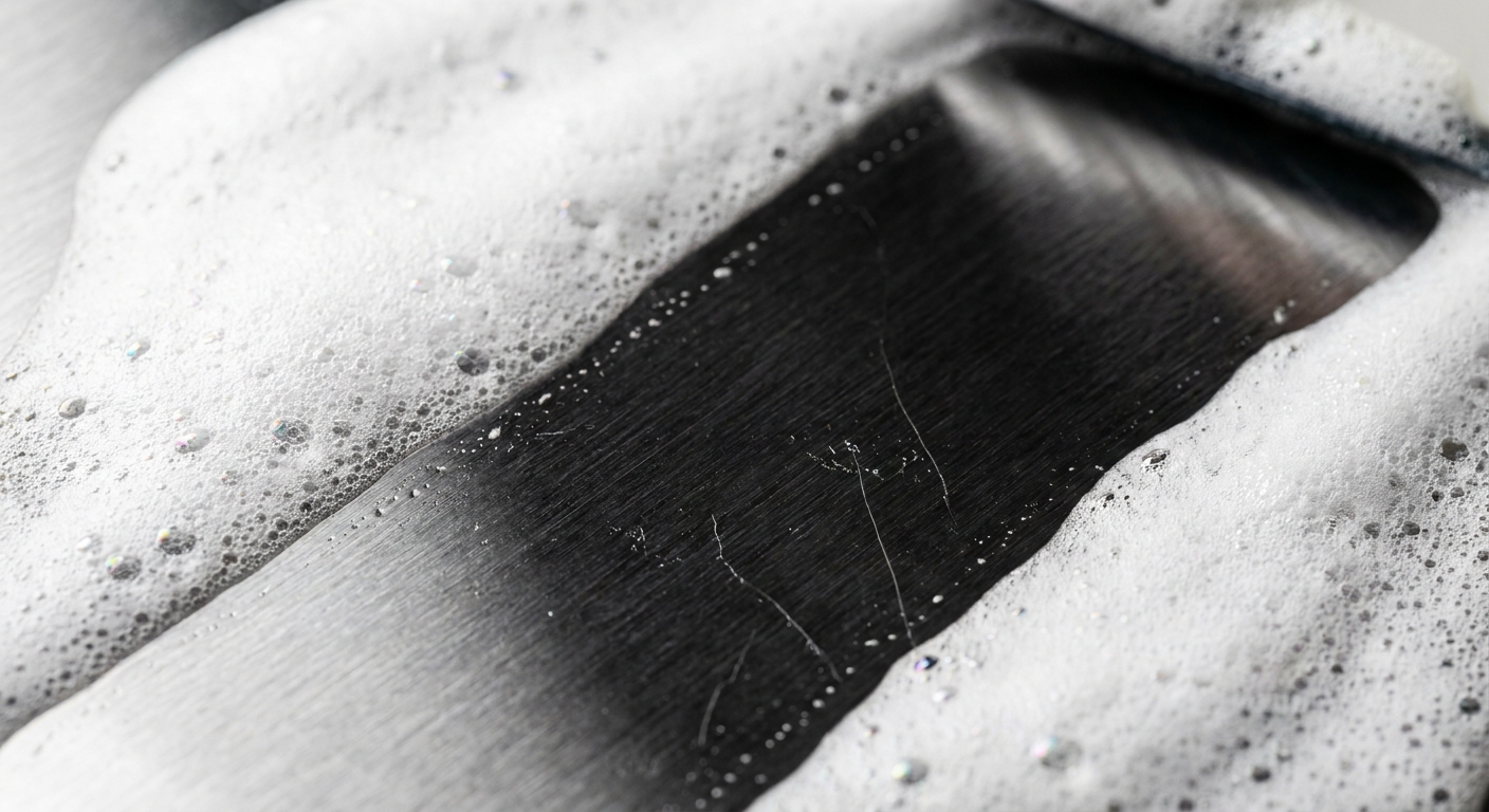 Foam actively lifting soil from a metal surface